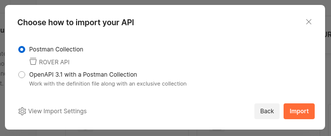 postman import